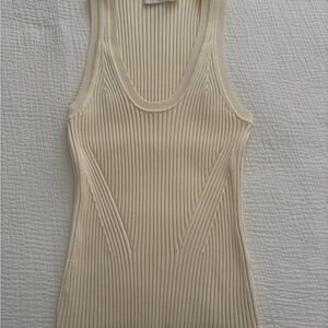 Jonathan Simkhai Beige Ribbed Tank Top